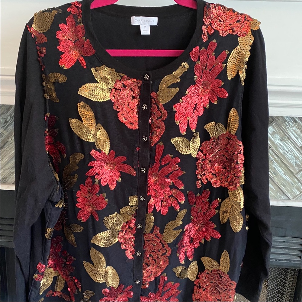 Women’s CHARTER CLUB Sequined CARDIGAN 3x